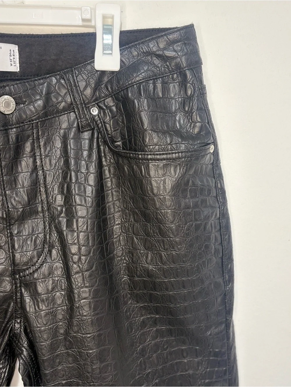 ASOS Design Womens Faux Leather Alligator slightly Flared Pants - Picture 6 of 9